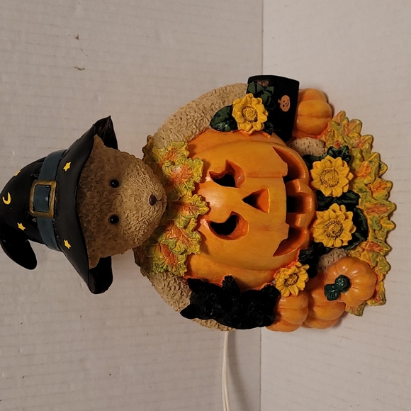 Adorable Lighted Teddy Bear with Pumpkins - Picture 2 of 16